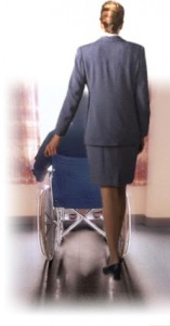 Female Lawyer With Client in Wheelchair