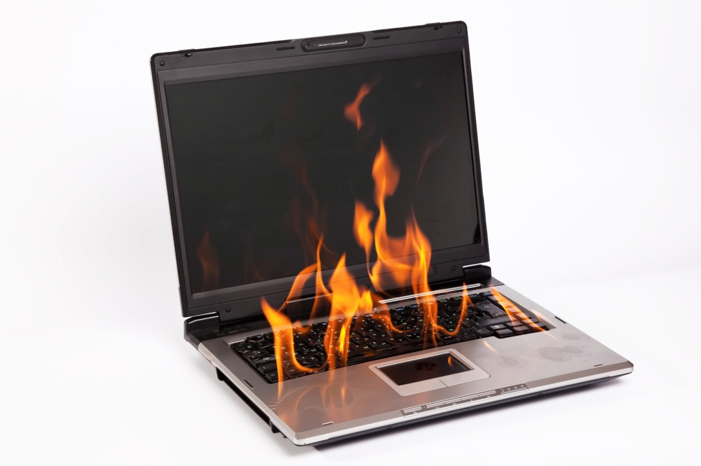 A defective laptop begins to catch fire requiring a product liability attorney